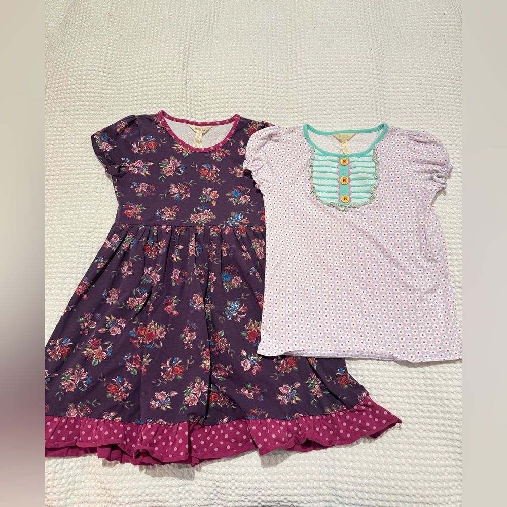 Matilda Jane Purple Floral Dress with Pink Trim & Mint-Accent Top
